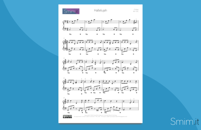Hallelujah Di Cohen Spartito Per Pianoforte
