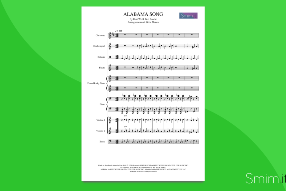 alabama song | partitura per orchestra scolastica