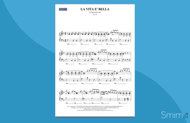 la vita è bella | spartito per pianoforte