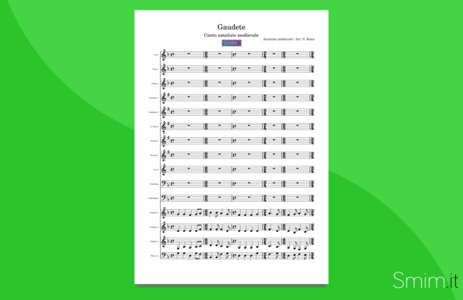 Gaudete, canto natalizio medievale: partitura gratis per orchestra scolastica