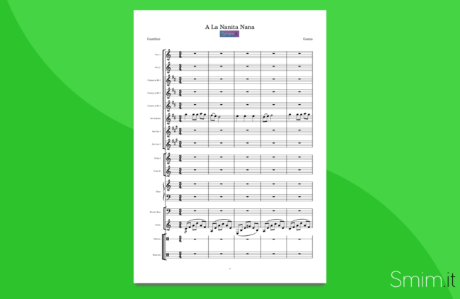 a la nanita nana: partitura gratis per orchestra scolastica, arrangiato per allievi di scuola media ad indirizzo musicale